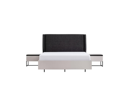 Conjunto de dormitorio completo Cama doble de madera de 3 piezas Diseño blanco