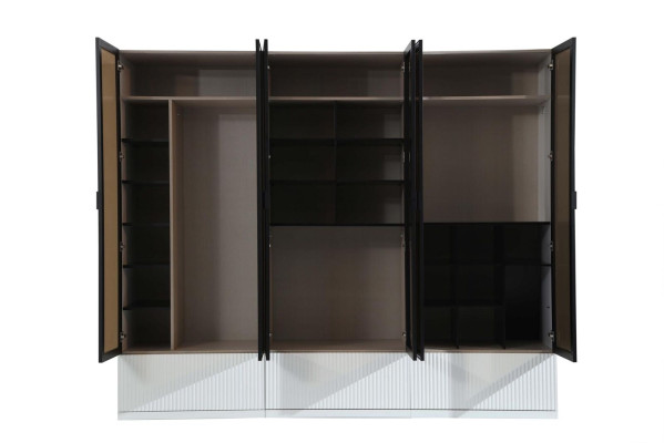 Armario de ropa Armario Madera Moderno Blanco Espejo Ropa Dormitorio