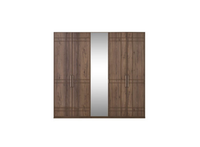 Armario ropero Armario de dormitorio Marrón Madera Espejo 5 Puertas