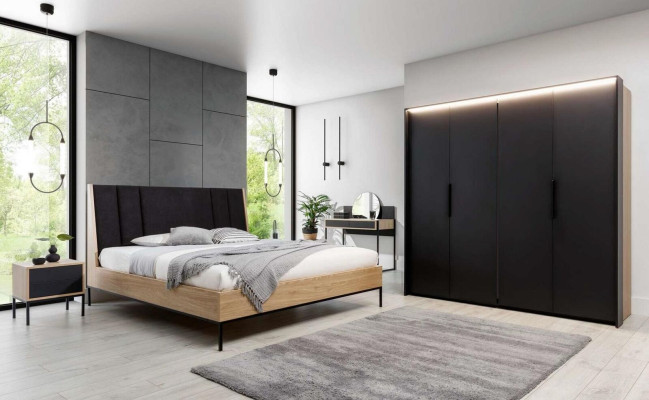 Juego de dormitorio Beige Cama Elegante con 2 mesitas de noche de lujo Moderno Nuevo de 3 piezas.