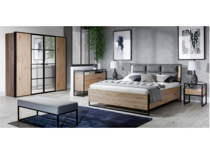 Cama beige diseño loft moderno cama doble dormitorio elegante mueble nuevo