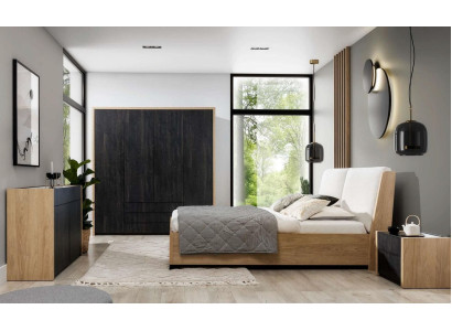 Armario negro de madera diseño moderno para dormitorio.
