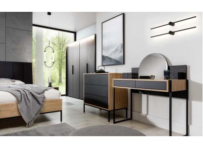 Tocador con espejo negro mesa consola mesa madera espejo dormitorio