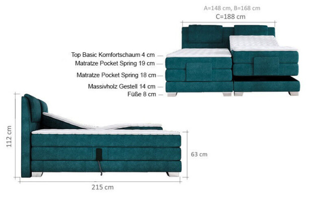 BOXSPRING CAMA DISEÑO COLCHÓN TOPPER MUELLES CAMA DOBLE CAMA TAPIZADA ELÉCTRICA
