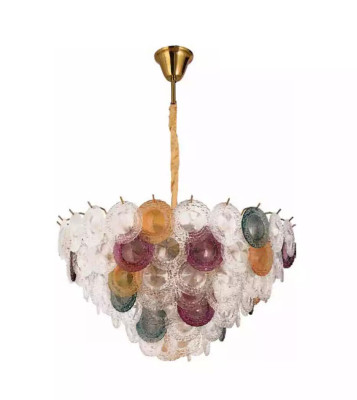 Lámpara colgante de techo moderna con pantalla de luz de cristal estilo candelabro para sala de estar.