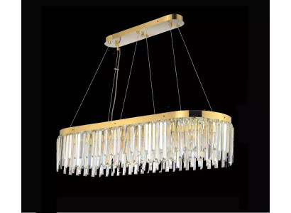 Lámpara colgante de lujo de cristal y oro para sala de estar.