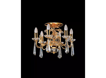 Lámpara de techo de cristal dorado Clásico candelabro de cristal dorado