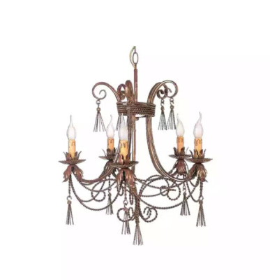 Lámpara de techo, candelabro, candelabro, lámparas de techo doradas de estilo metal.