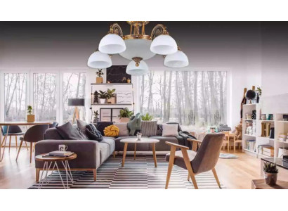 Lámparas, lámparas de techo, candelabros, lámparas de araña blancas de vidrio dorado.