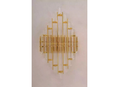 Aplique de cristal Lámpara de pared de sala de estar de lujo dorado Estilo de dormitorio