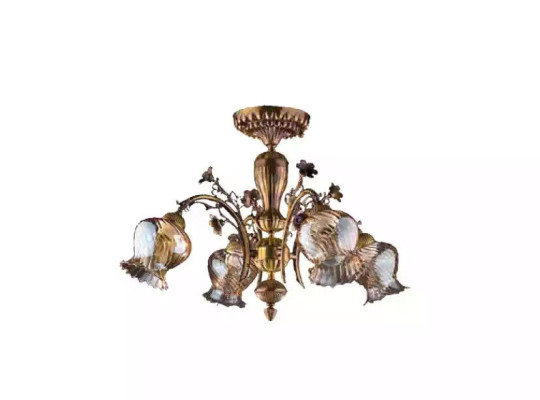 Plafonniere, lámpara de araña de flores, candelabro, lámpara de techo, lámpara de vidrio marrón.