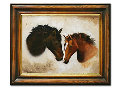 Cuadro al óleo Pinturas al óleo Pinturas Cuadros Cuadro pintado a mano Óleo con marco Barroco Caballo G03184