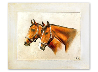 Cuadro al óleo Cuadros al óleo Pintura Cuadros Cuadro Pintado a mano Óleo con marco Barroco Caballo G03579