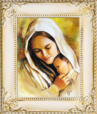 Religión Maria Jesús Trabajo hecho a mano Pintura al óleo Cuadro Pinturas al óleo Marco Imágenes G17242