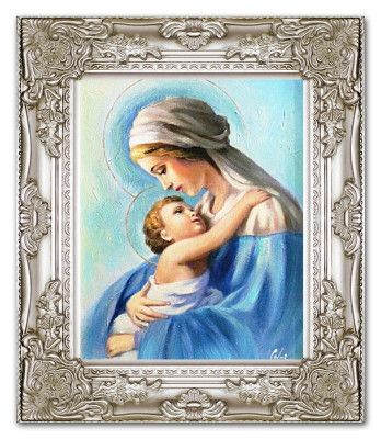 Religión María Trabajo manual Pintura al óleo Cuadro Pinturas al óleo Marco Imágenes G04057