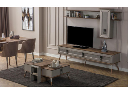 Conjunto de sala de estar de diseñador Soporte de TV Estantes de madera Mesa de centro Nuevo