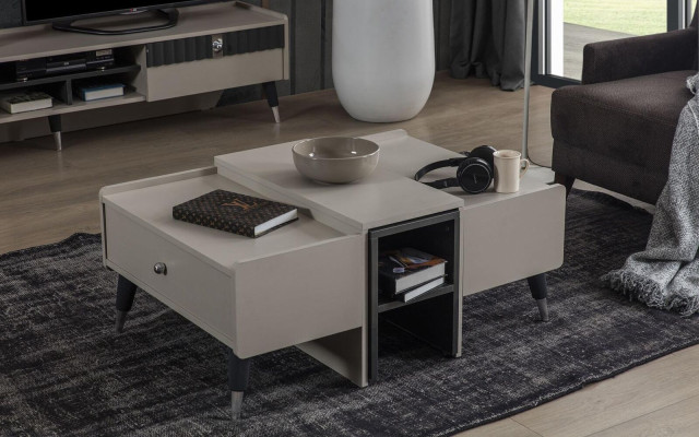 Conjunto de sala de estar Diseñador soporte RTV lujo estantes de madera mesa de centro 3 piezas