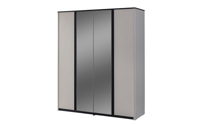 Armario gris para dormitorio, armario de espejo de diseñador de madera.