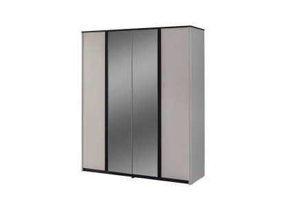 Armario gris para dormitorio, armario de espejo de diseñador de madera.
