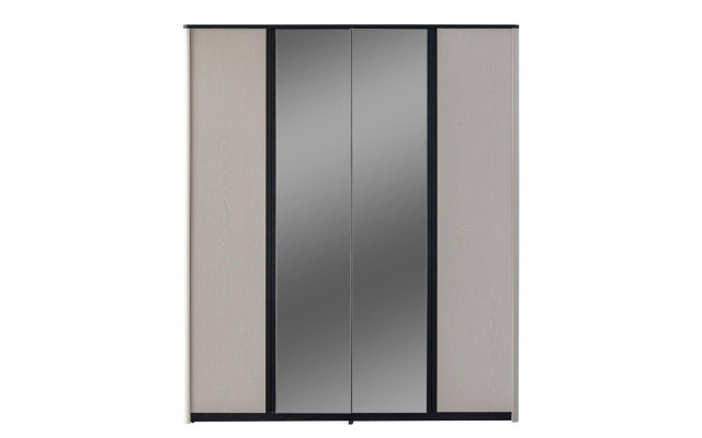 Armario gris para dormitorio, armario de espejo de diseñador de madera.