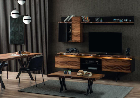 Mueble de salón de lujo de madera robusta, cómoda baja para TV, completamente nuevo.