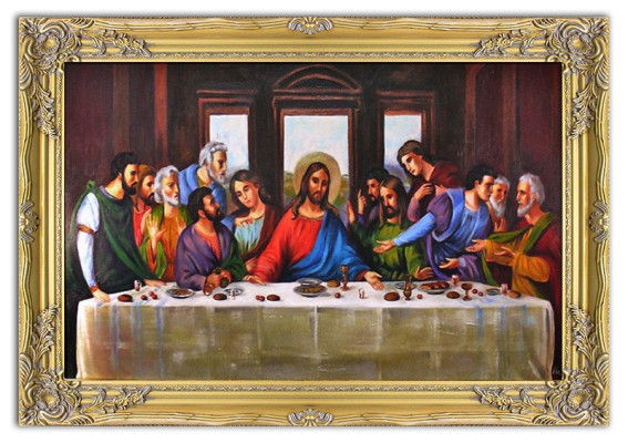 Religión Jesús Última Cena Trabajo manual Pintura al óleo Imagen Pinturas al óleo Marco Imágenes G94013