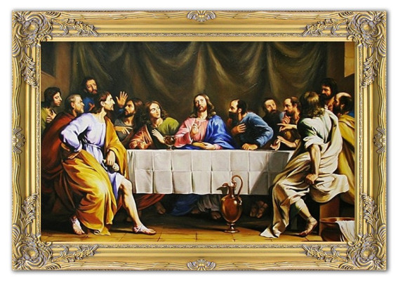 Religión Trabajo manual Jesús Santa Cena Pintura al óleo Imagen Pinturas al óleo Marco Imágenes G02539