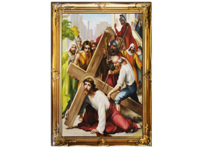 Crucifixión de Jesucristo Pintura al óleo hecha a mano Cuadro Pinturas al óleo Marco Cuadros G01620