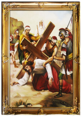 Crucifixión de Jesucristo Pintura al óleo Hecho a mano Imagen Cuadros de óleo Marco Imágenes G01623