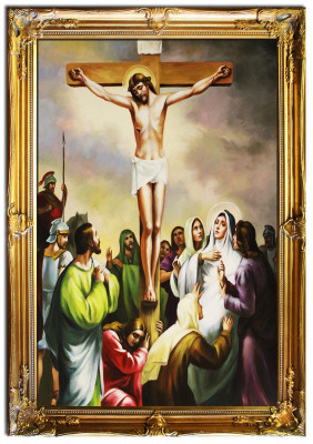 Religión Jesucristo Trabajo manual Pintura al óleo Cuadro Cuadros Marco Imágenes G01628