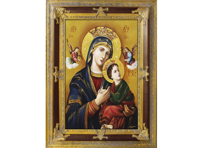 Estilo de ícono ortodoxo María pintura al óleo hecha a mano marco de pintura G93975