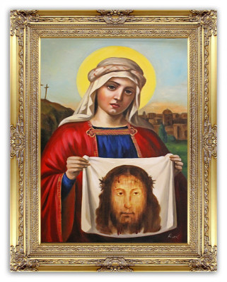 Religión Santa Verónica Arte manual Pintura al óleo Cuadro Cuadros Marco de cuadros G95266
