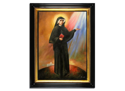 Religión Santa Faustina Kowalska Trabajo manual Pintura al óleo Cuadros Marco cuadros G95265
