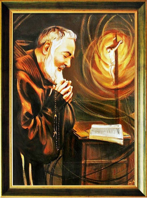 Religión St. Pater Pio Arte óleo Imagen Imágenes enmarcadas G02537