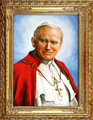 Religión Papa Juan Pablo 2 Trabajo manual Cuadro al óleo Cuadros Marco Imágenes G17298