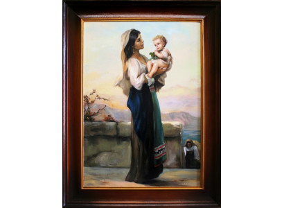 Religión María Trabajo manual Pintura al óleo Imagen Cuadros al óleo Marco Imágenes G06286