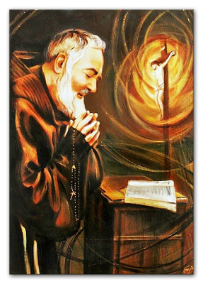 Religión St. Pater Pio pintura al óleo hecha a mano cuadro marco de cuadros G02466