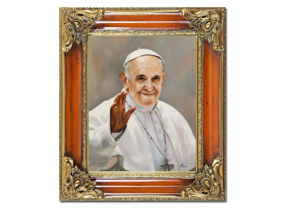 Religión Papa Francisco Artesanía Pintura al óleo Imagen Cuadros de óleo Marco Cuadros G95271