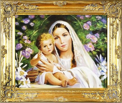 Religión María Trabajo manual Cuadro al óleo Imagen Pinturas al óleo Marco Imágenes G02474