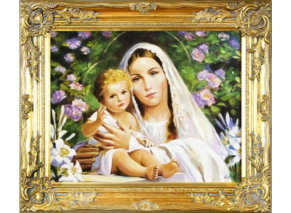 Religión María Trabajo manual Cuadro al óleo Imagen Pinturas al óleo Marco Imágenes G02474