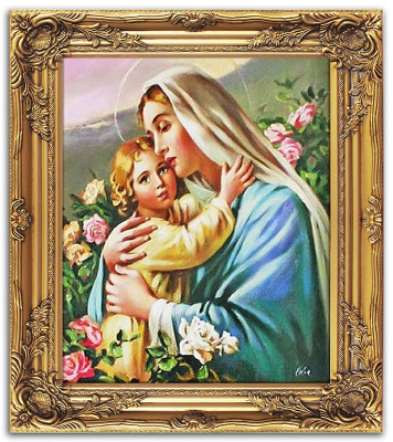 Religión María Trabajo manual Pintura al óleo Cuadro Pinturas al óleo Marco Imágenes G02765