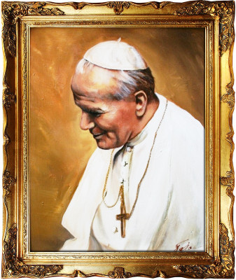 Religión Papa Juan Pablo 2 Trabajo manual Óleo Cuadros Marcos Imágenes G03748
