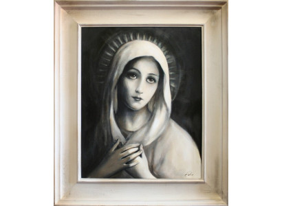 Religión María Trabajo manual Pintura al óleo Cuadro Cuadros Marco Imágenes G06282