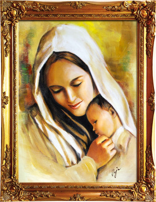 Religión María Trabajo manual Pintura al óleo Cuadro Pinturas al óleo Marco Imágenes G01030