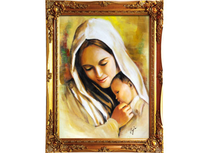 Religión María Trabajo manual Pintura al óleo Cuadro Pinturas al óleo Marco Imágenes G01030