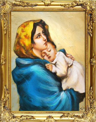 Religión María Trabajo manual Pintura al óleo Imagen Pinturas al óleo Marco Imágenes G05679