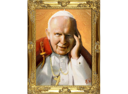 Religión Papa Juan Pablo 2 Trabajo a mano Cuadro al óleo Pinturas al óleo Marco Imágenes G01716