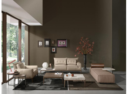 Lujo Chaise Longue Tela Diseño Sofá Marrón Sala de estar Muebles Sofás Prianera
