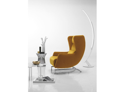 Silla Asiento Individual Diseño Amarillo Tapizado Muebles de Sala Butaca Orejera Prianera