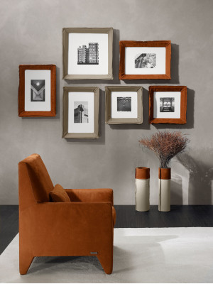 Sillón Asiento Diseño Moderno Sala de estar Tapizado Individual Textil Marrón Estilo Lujo